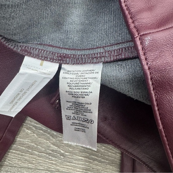 Ann Taylor Burgundy Faux Leather Straight Leg Pants Size 00 - Picture 5 of 13
